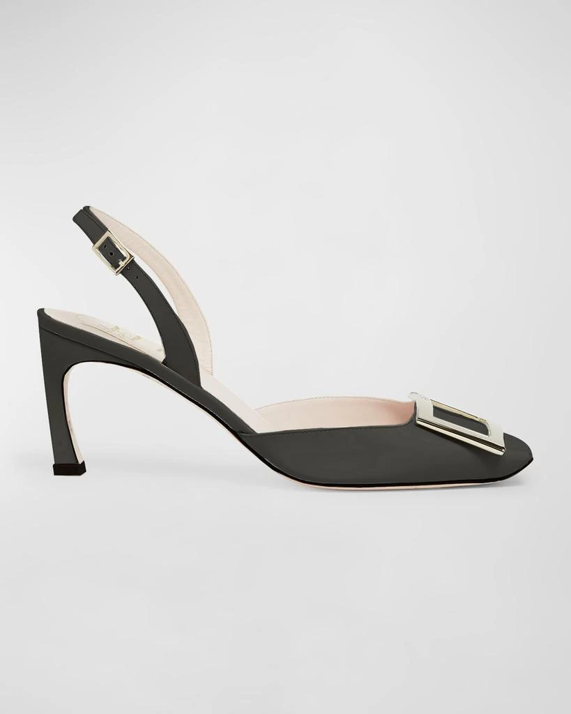 Roger Vivier Trompette Leather Buckle Slingback Pumps 1