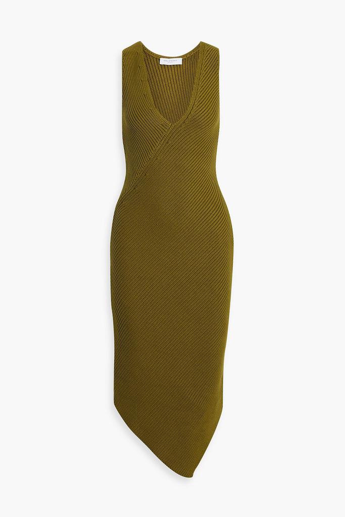 Equipment Lucasse asymmetric ribbed cotton-blend midi dress