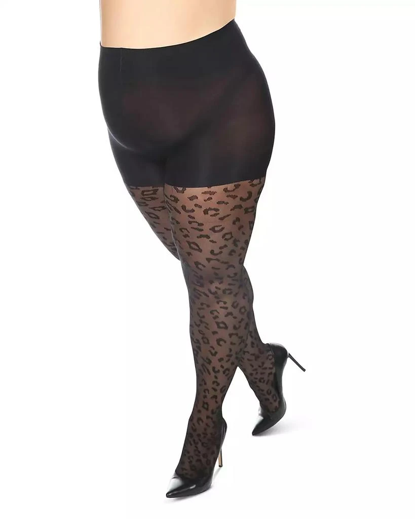 Memoi Plus Size Curvy Diamond Sheer Control Top Tights MM-2302 4