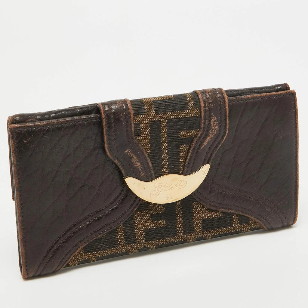 Fendi Fendi Tobacco Zucca Canvas and Leather Spy Continental Wallet 6