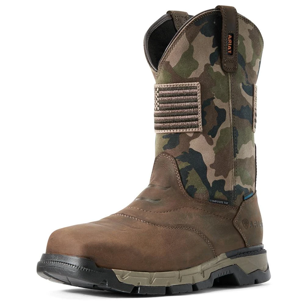 Ariat Rebar Flex Patriot Camo Waterproof Composite Toe Pull On Work Boots 2
