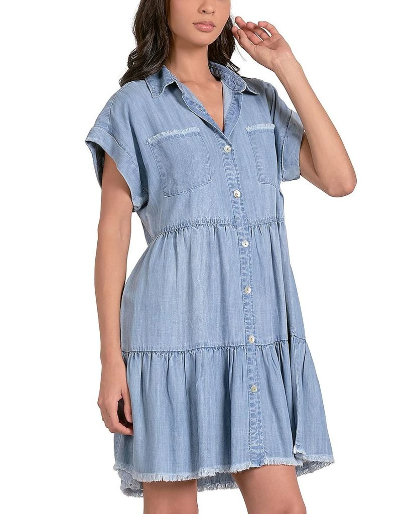 Elan Frayed Trim Shirt Dress 1