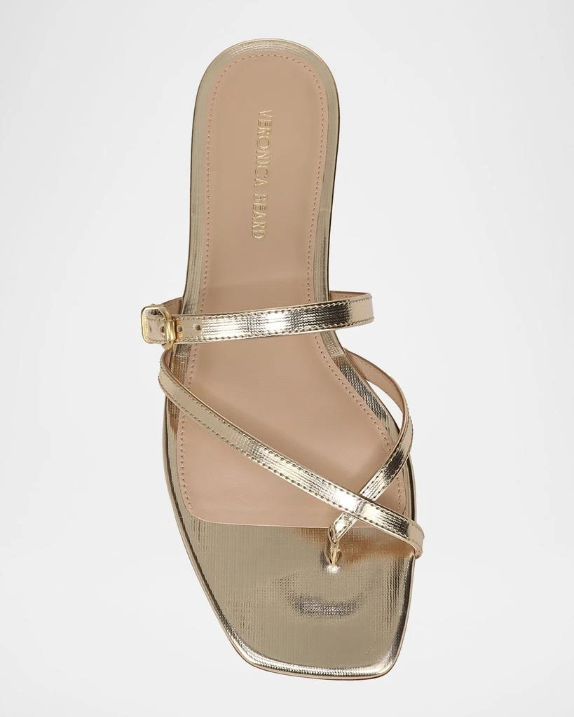 VERONICA BEARD Marthe Metallic Crisscross Buckle Flat Slide Sandals 3