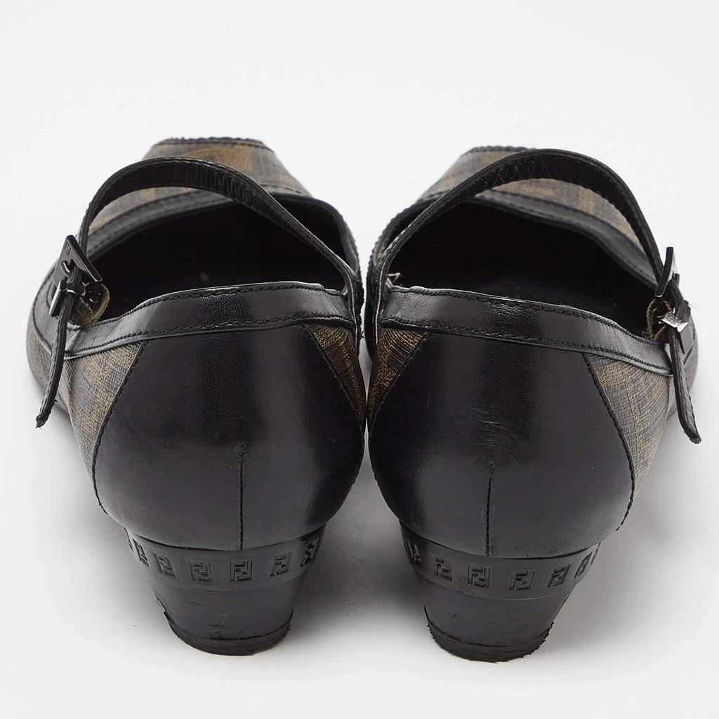 Fendi Fendi Black/Brown Coated Canvas and Leather Marry Jane Ballet Flats Size 39.5 5