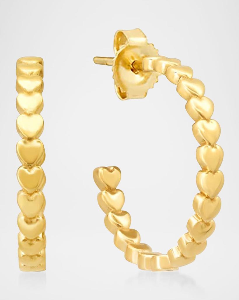 Jennifer Meyer 18K Yellow Gold Small Heart Link Hoop Earrings