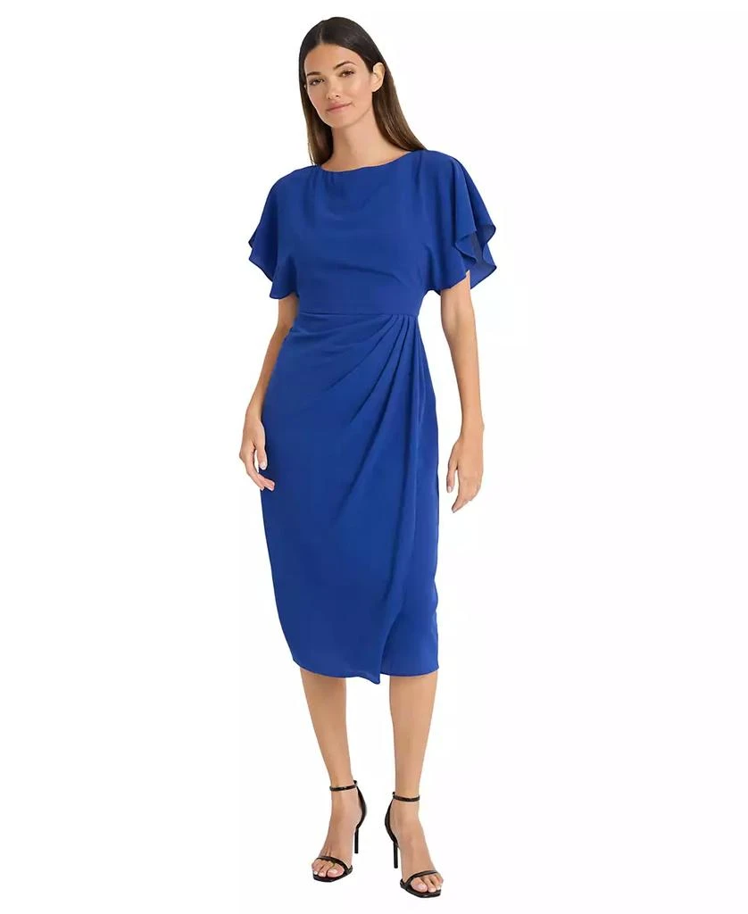 Maggy London Women's Flutter-Sleeve Side-Pleated Dress 1