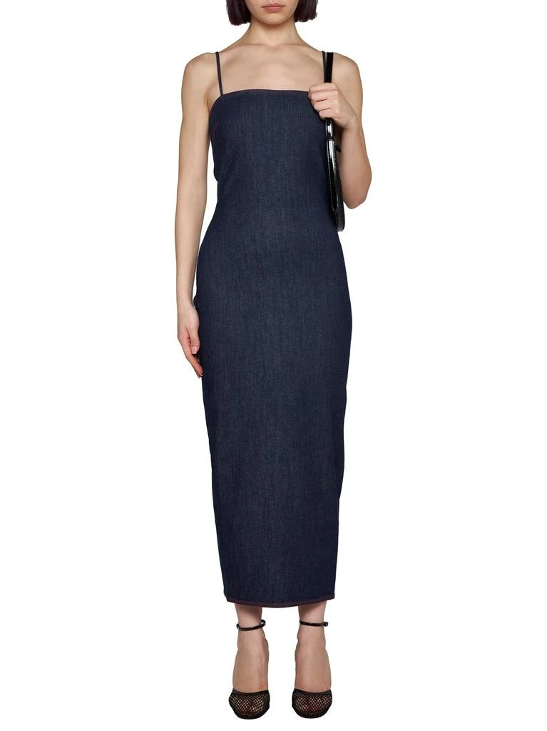 Alaïa Alaïa Spaghetti Straps Sleeveless Denim Dress 2