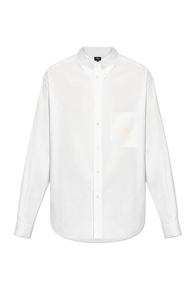 Fendi Fendi Logo Embroidered Collared Long-Sleeve Shirt 1