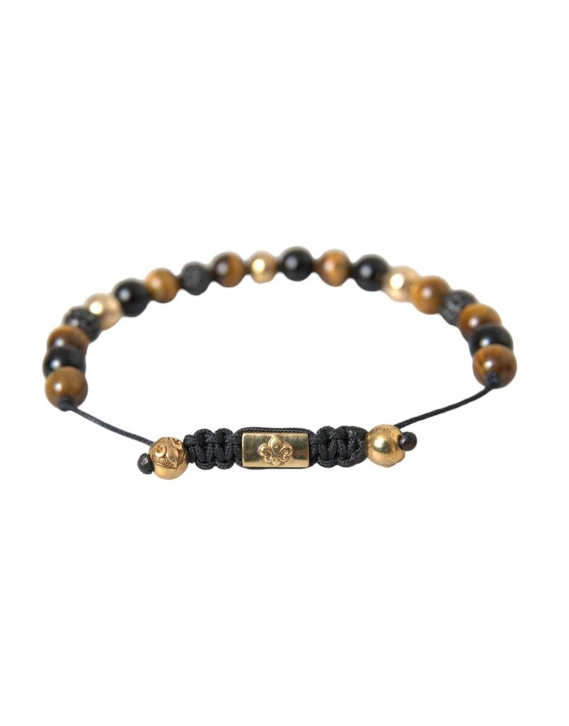 Nialaya CZ Ball Tiger Eye Stone  Beaded Men Men's Bracelet 4