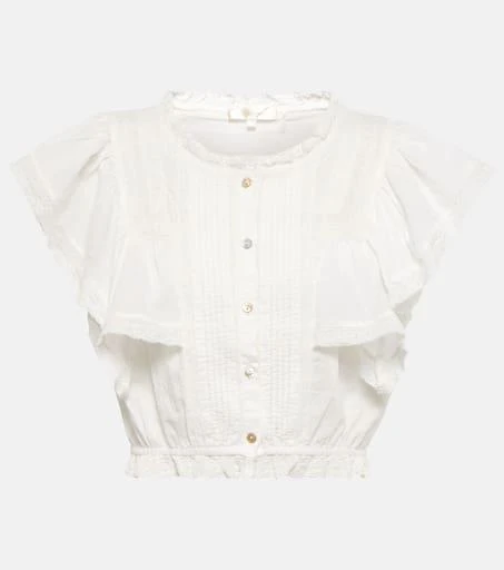 LOVESHACKFANCY Nora lace-trimmed cotton top 1