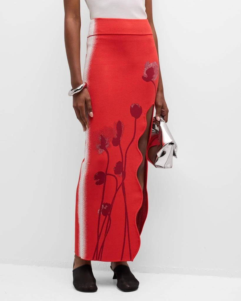 PH5 Lily Flower Wavy Slit Midi Skirt 2