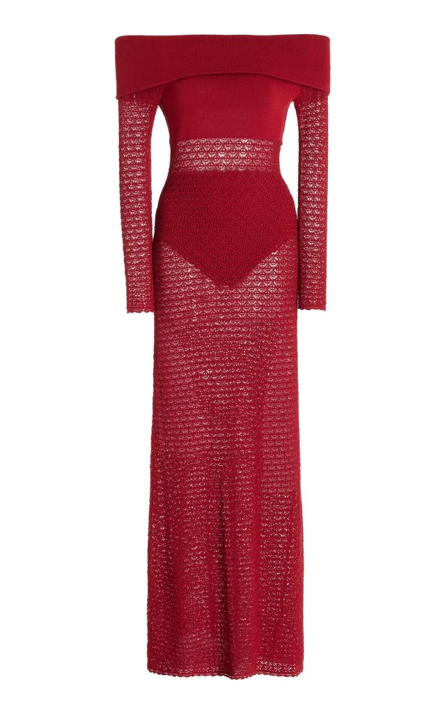 Posse Posse - Exclusive Romy Knit Off-The-Shoulder Maxi Dress - Red - XXS - Moda Operandi 1