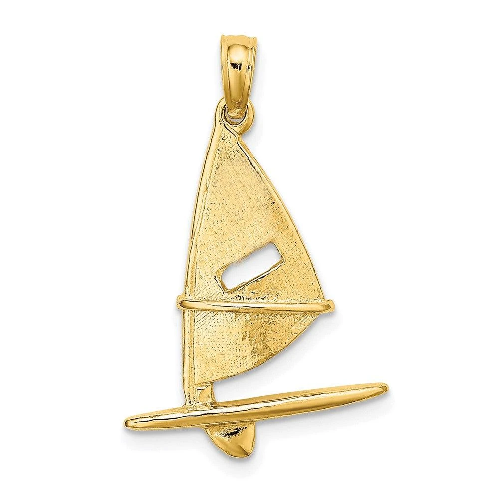 Diamond2Deal 10k Yellow Gold 3-D Textured Windsail Surfing Board Charm