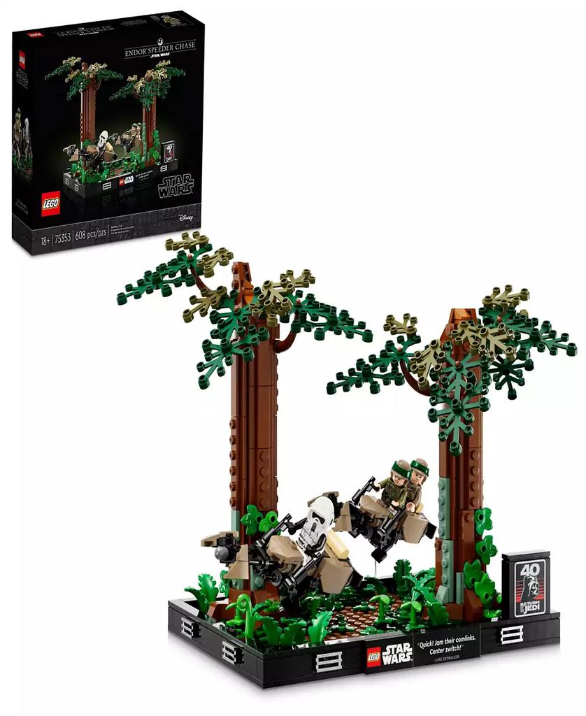 LEGO Star Wars 75353 Endor Speeder Chase Diorama Toy Building Set with Princess Leia, Luke Skywalker & Scout Trooper Minifigures