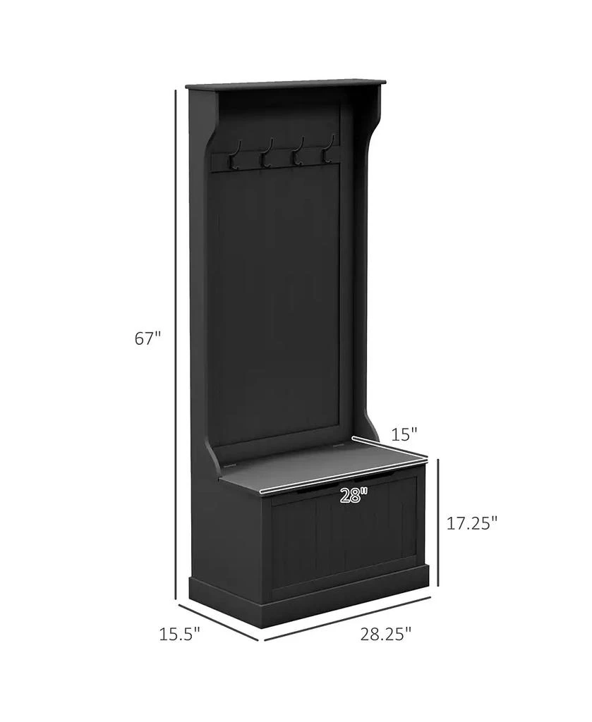 Streamdale Furniture 28" 3-In-1 Entryway Hall Tree with Storage Bench, Coat Rack with Four Hooks and Shoe Storage, Black 5