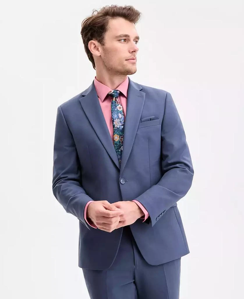 Bar Iii Mens Slim fit Suit Jacket Blazer 42 S Blue Solid Wool, Men's