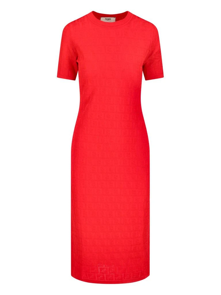 Fendi, Cotton-blend knit midi dress, Women, Red, US 4, Dresses