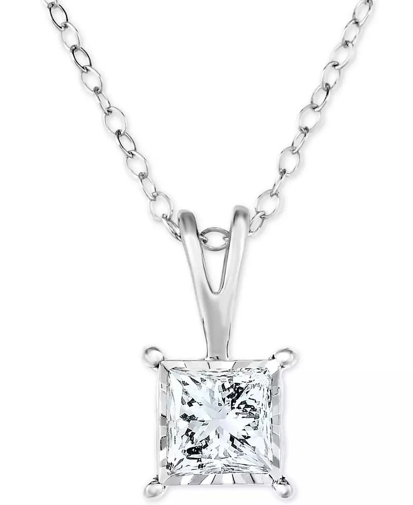 TruMiracle Diamond Princess 18" Pendant Necklace (1/2 ct. t.w.) in 14k White, Yellow, or Rose Gold 1