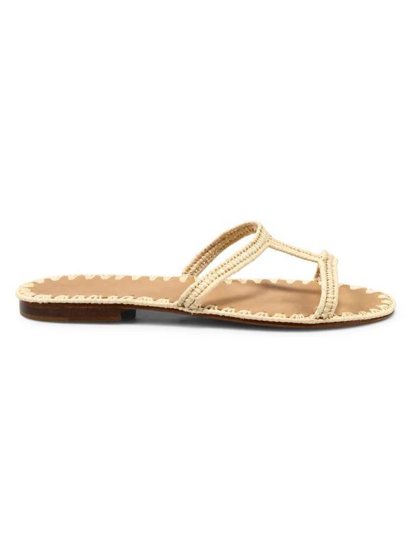 Carrie Forbes Iris Woven Raffia Slide Sandals 1