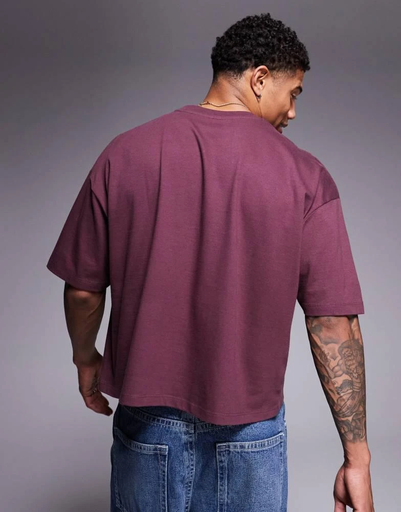 ASOS ASOS DESIGN cropped oversized t-shirt with graphics in burgundy 3