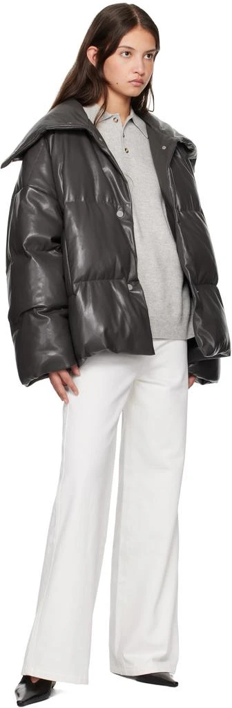 Nanushka Khaki Alora Down Vegan Leather Jacket 4
