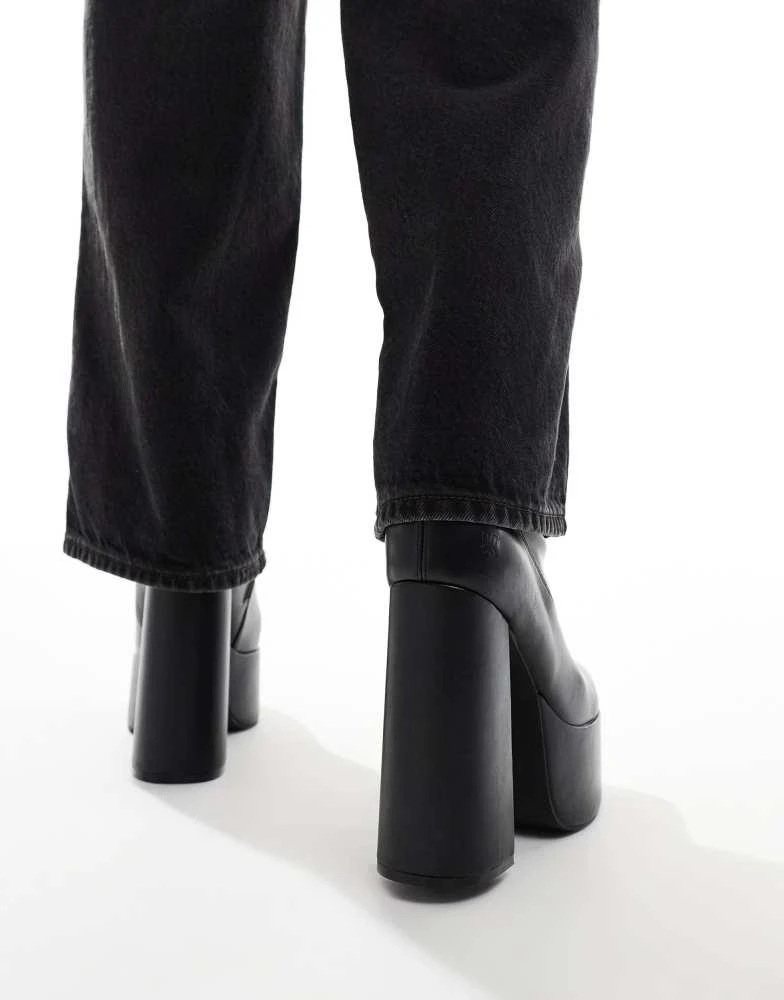 Koi Footwear KOI platform heeled ankle boots in black PU 4