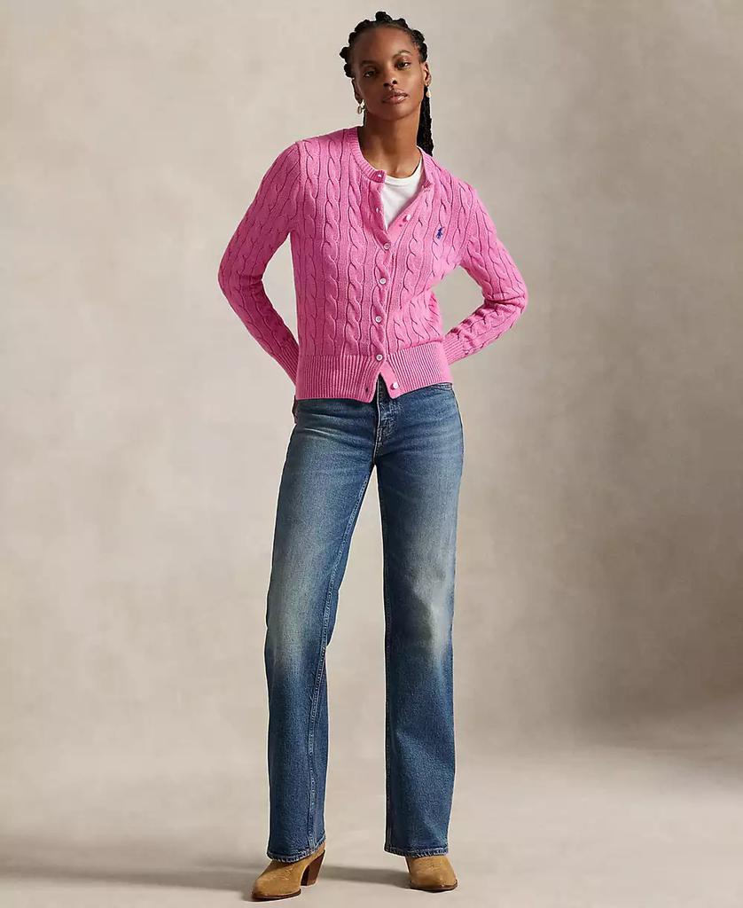 Ralph Lauren Women's Cable-Knit Cotton Crewneck Cardigan Sweater