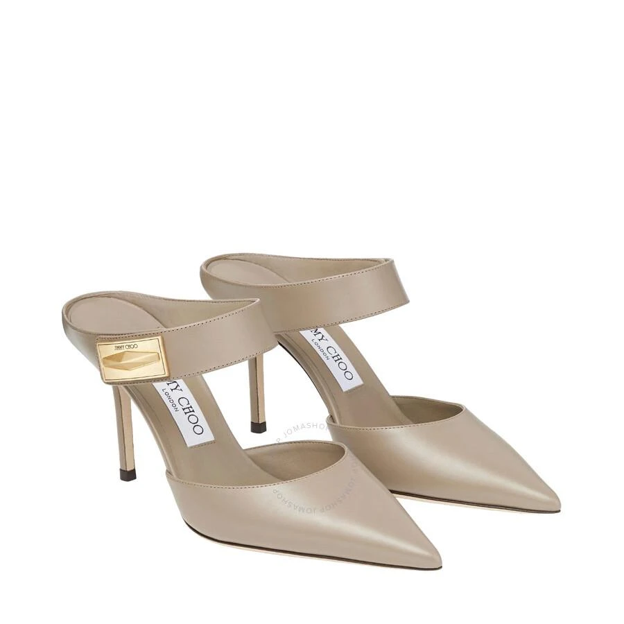 Jimmy Choo Taupe Nell 85 Calf Leather Mules 3
