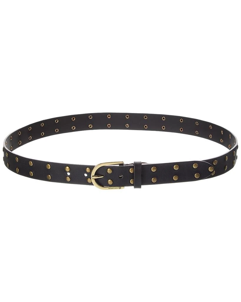 Womens Black Leather Gold Tone Studded Floral Belt – On Sale  display picture 2