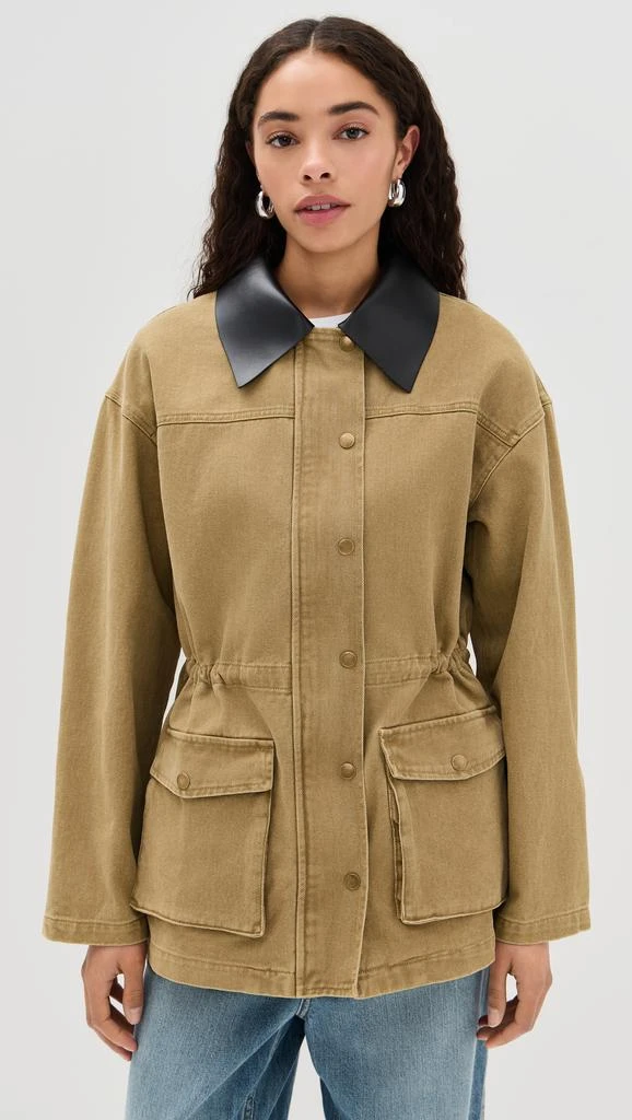 Pixie Market Faux Leather Collar Barn Jacket 6
