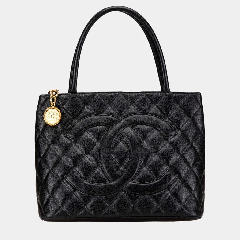 Chanel Chanel Black Caviar Leather Medallion Tote Bag 1