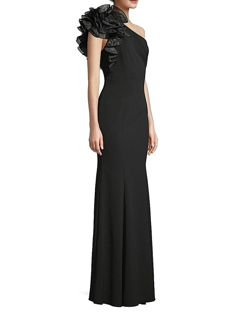 Aidan Mattox Organza Ruffle One-Shoulder Gown 4