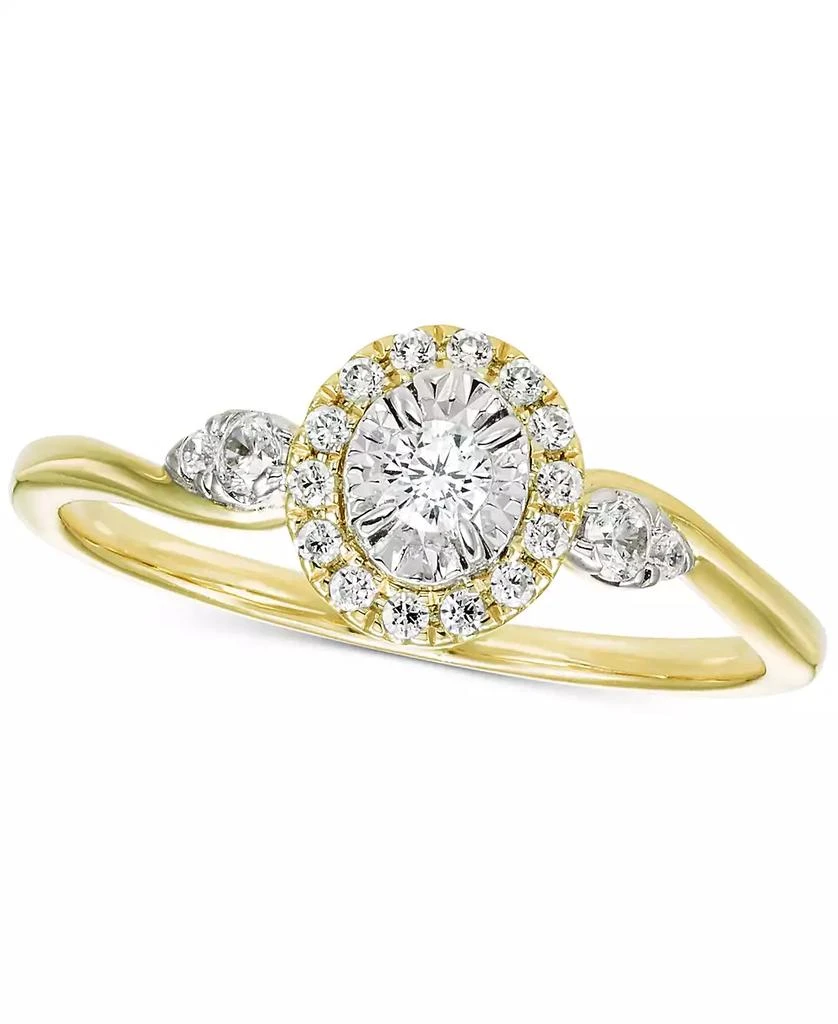 Macy
s Diamond Halo Swirl Engagement Ring (1/4 ct. t.w.) in 14k Two-Tone Gold 1