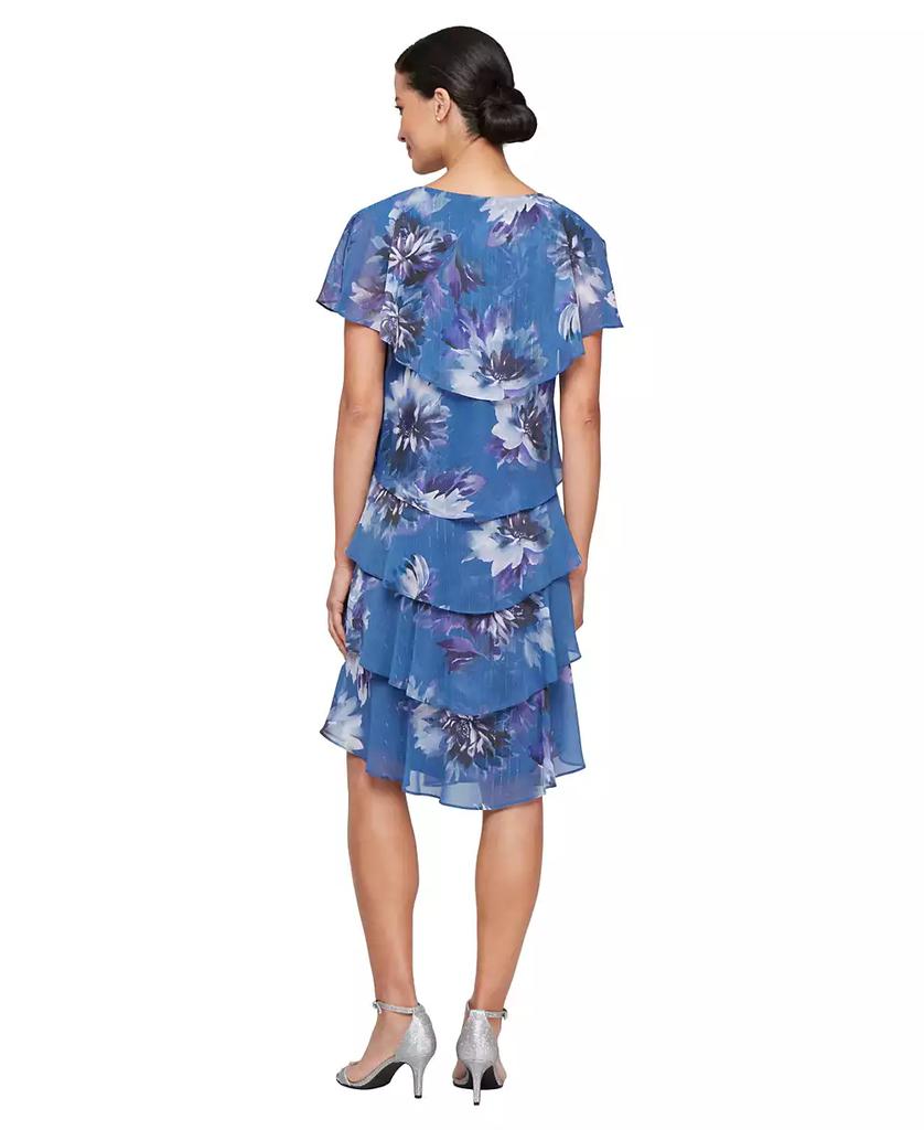 SL Fashions Women's Short-Sleeve Chiffon A-Line Dress