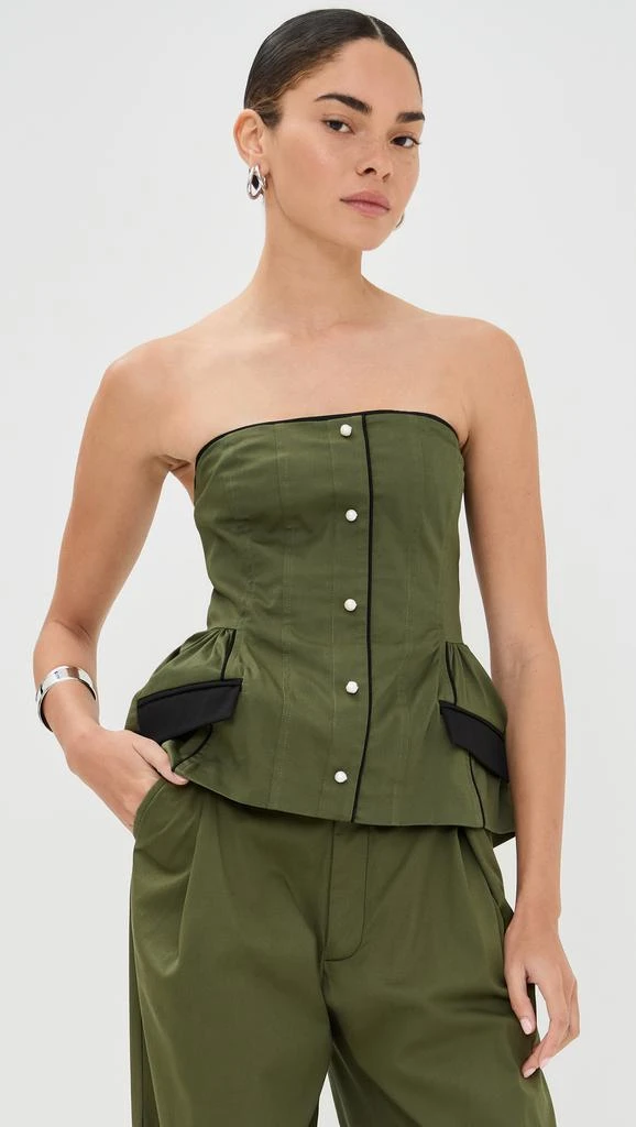 Kika Vargas Agnes Top Olive Canvas 1