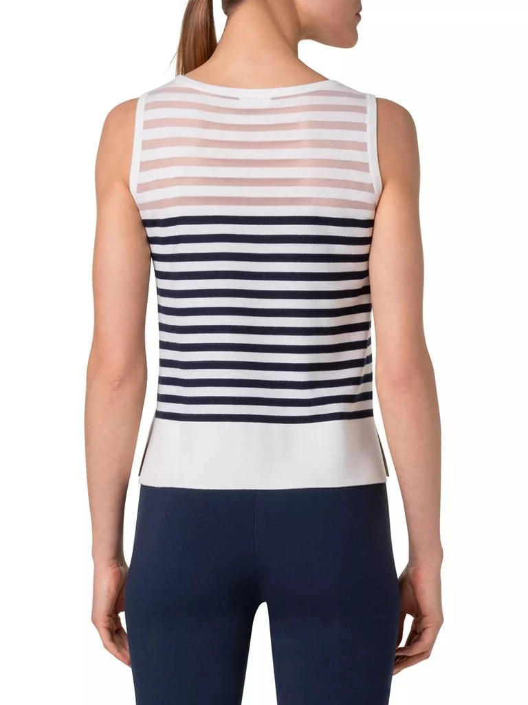 Akris Striped Wool-Blend Knit Tank 5