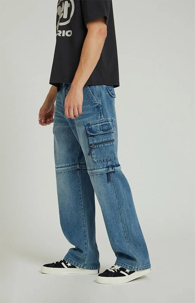 PacSun Dylan Zip Off Cargo Baggy Jeans Medium Blue 3