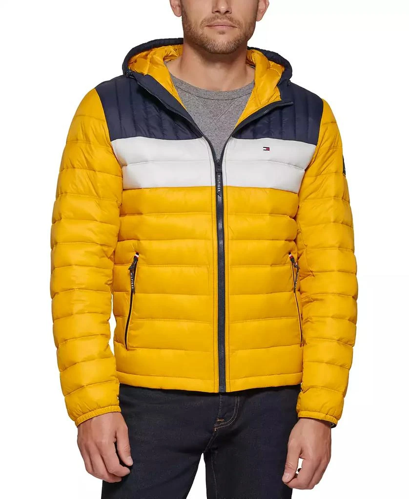 Tommy Hilfiger Men's Quilted Color Blocked Hooded Puffer Jacket 1
