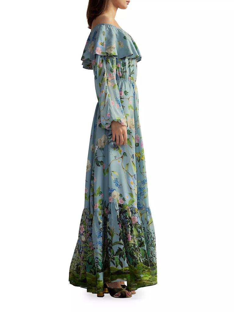 Cynthia Rowley Floral Silk Off-The-Shoulder Maxi Dress