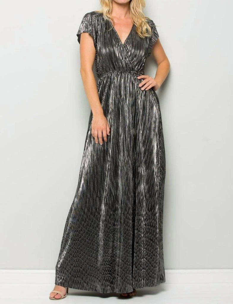 See And Be Seen See And Be Seen - Metallic Pleated Wrap Maxi Dress 1