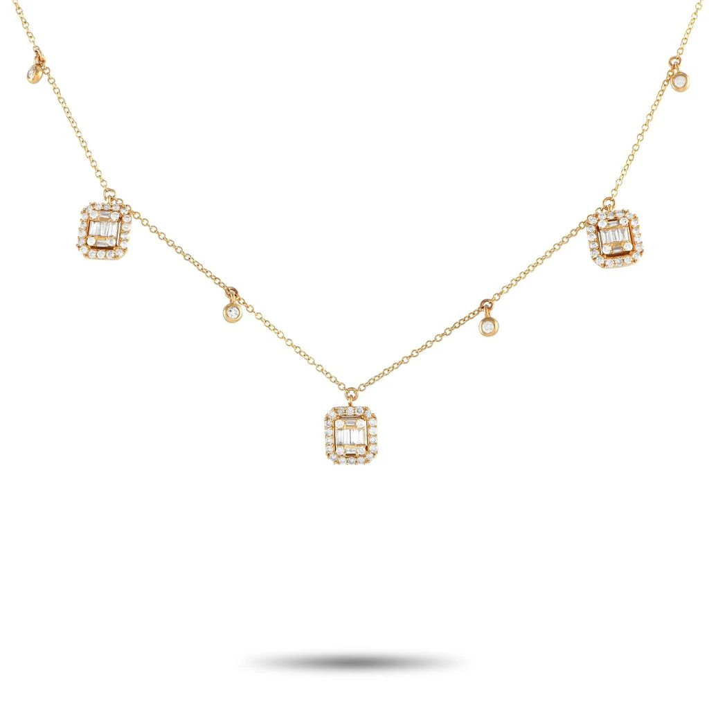 LB Exclusive 14K Yellow Gold 0.58ct Diamond Cushion Cluster Necklace PN14842 1