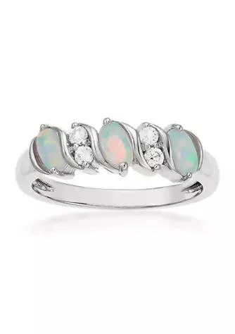 Belk & Co. Co. Lab Created 0.9 Ct. T.w. Created Opal And White Topaz Ring In Sterling Silver 1