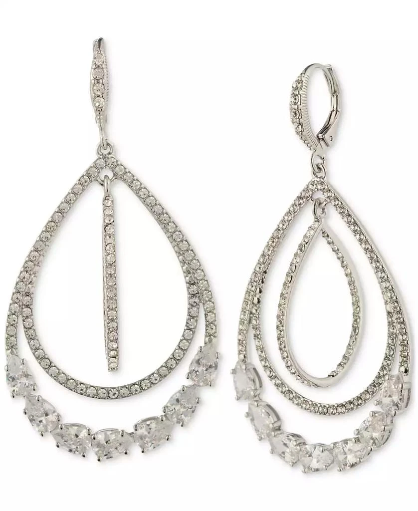 Givenchy Silver-Tone Stone & Pavé Crystal Orbital Teardrop Drop Earrings 1