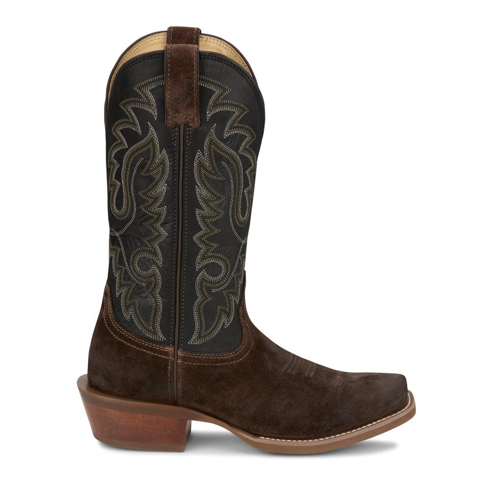 Justin Boots Cowboy Town Square Toe Suede Cowboy Boots