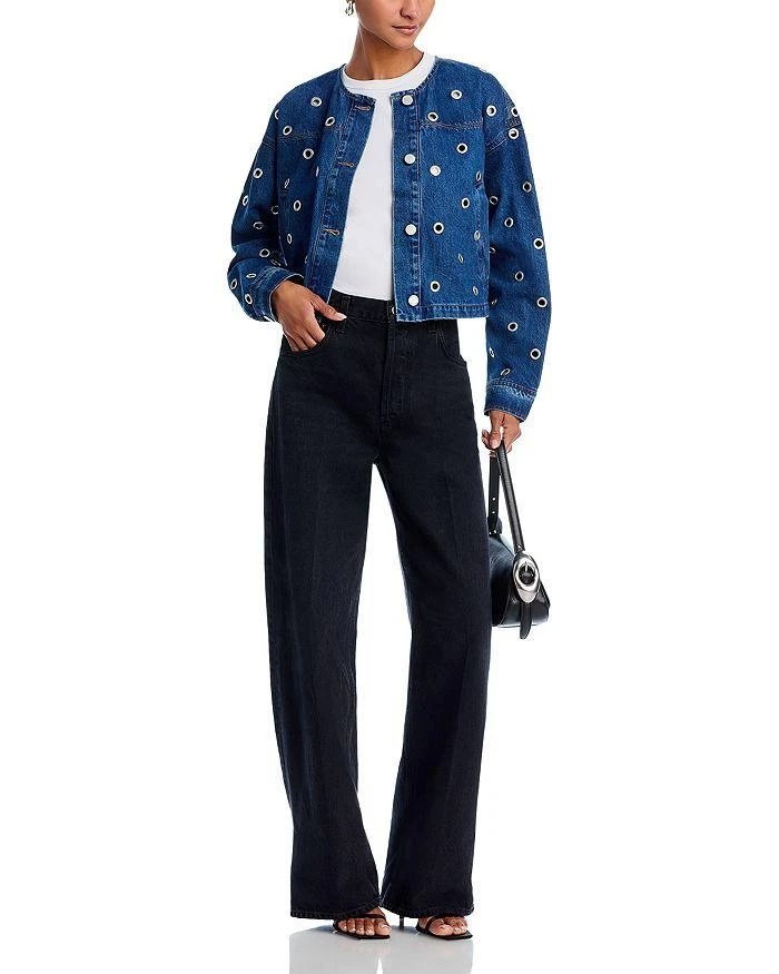 Blank NYC Denim Eyelet Collarless Jacket 2