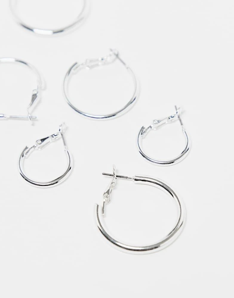 Monki Monki 3 pack hoop earrings in silver 3