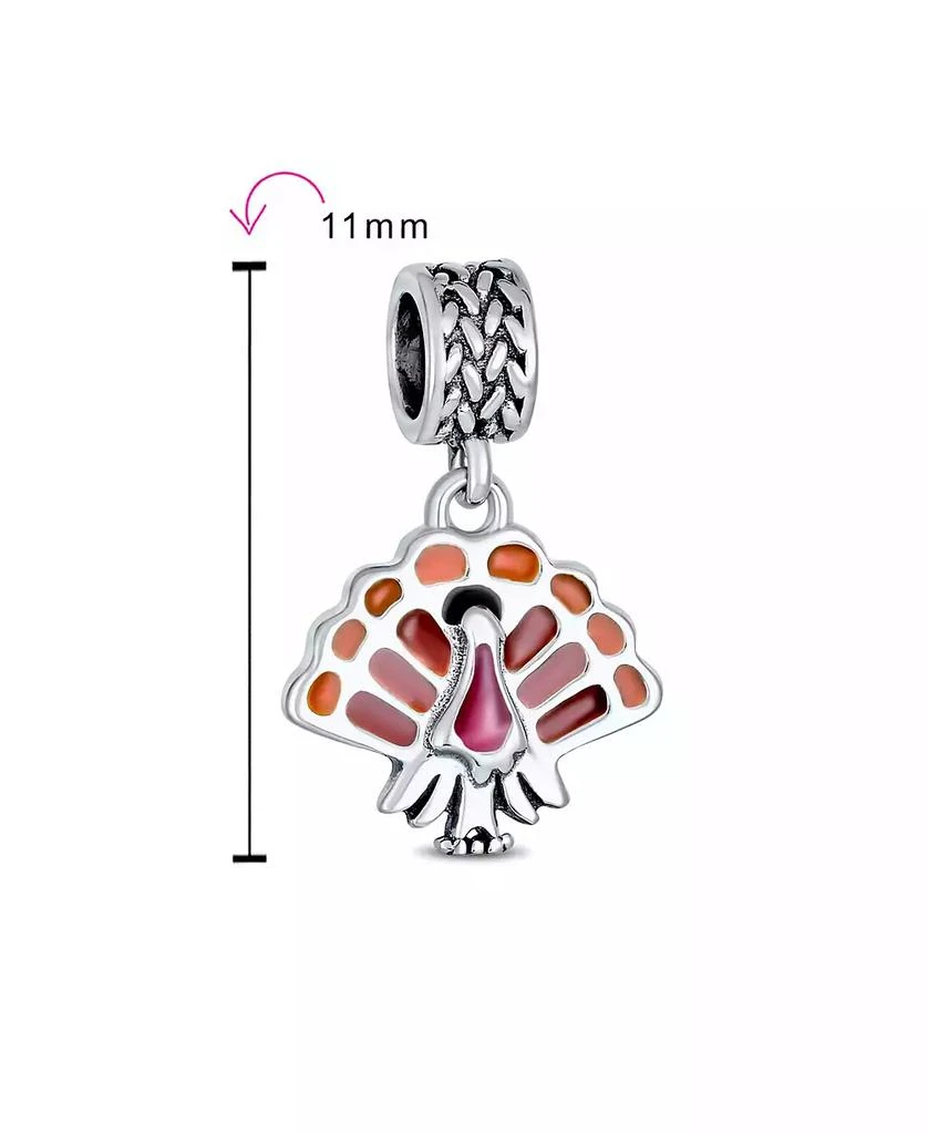 Bling Jewelry Thanksgiving Turkey Dangle Charm Bead Brown Enamel European Bracelet Silver 2