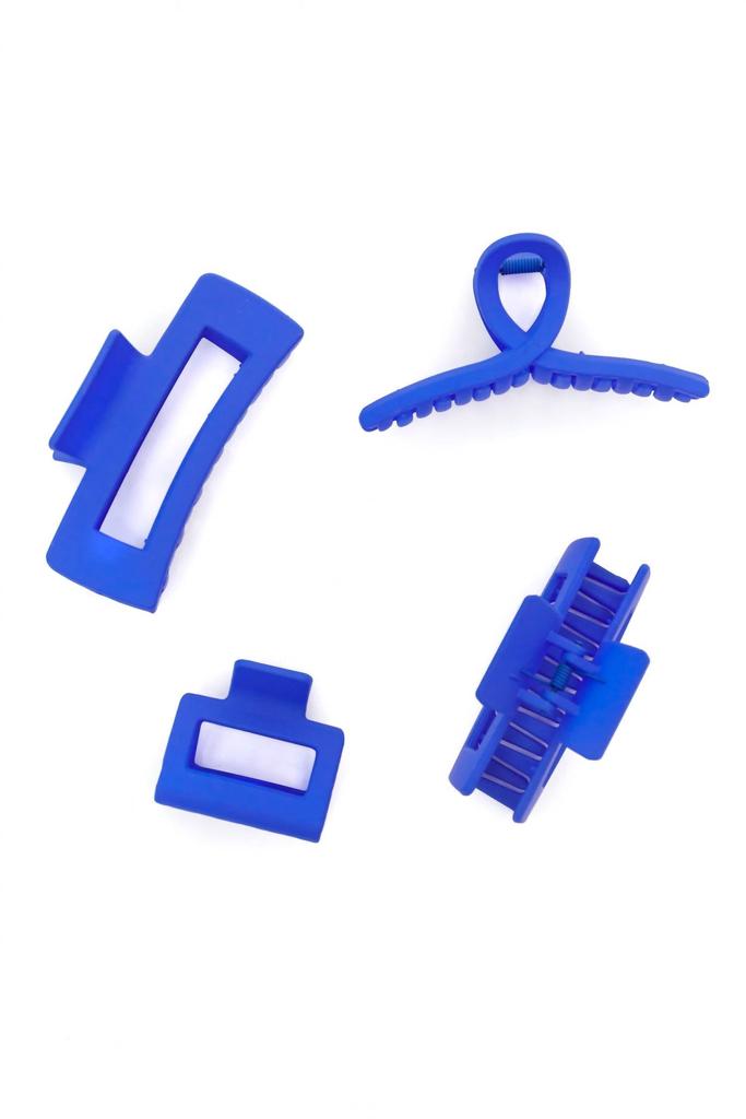 123 Amore Women's Claw Clip Set In Royal Blue