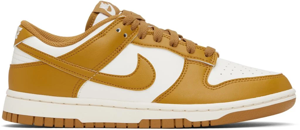 NIKE White & Brown Dunk Low Retro Sneakers 1