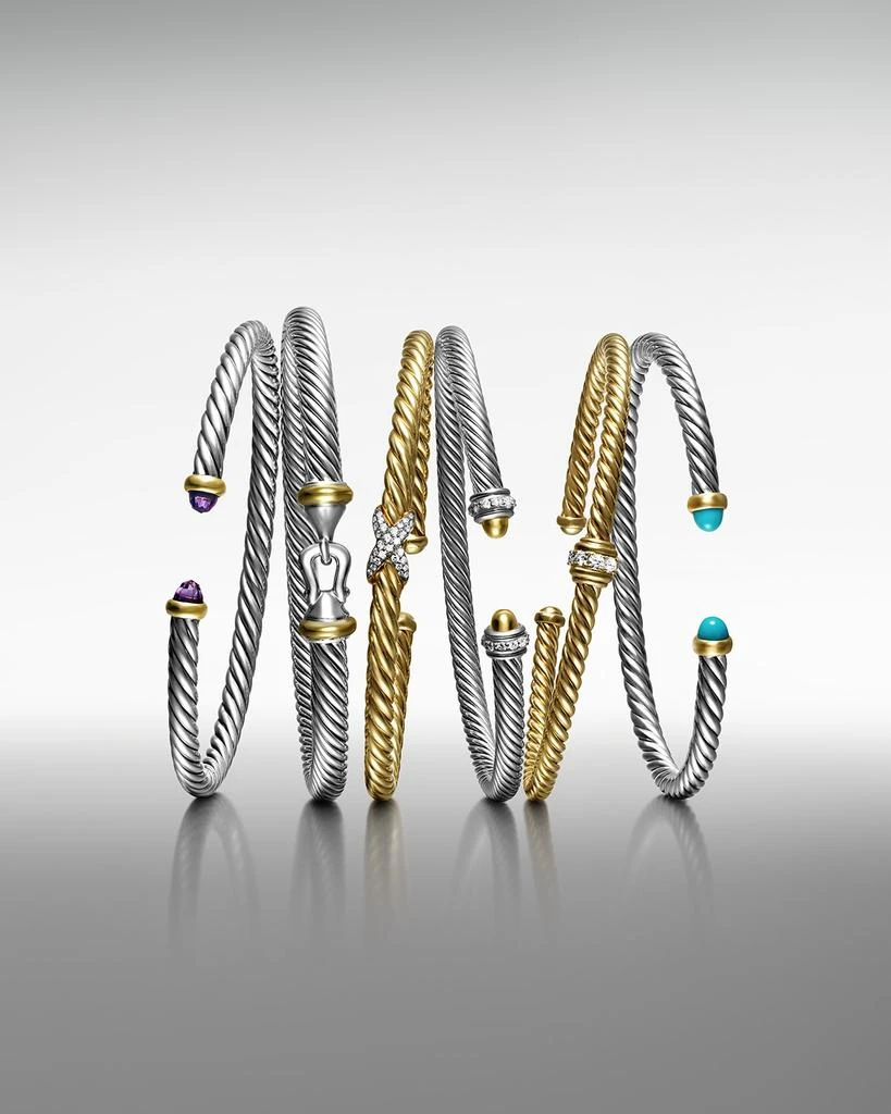 David Yurman Cable Flex Bracelet with Gemstone in Silver and 14K Gold, 4mm 2